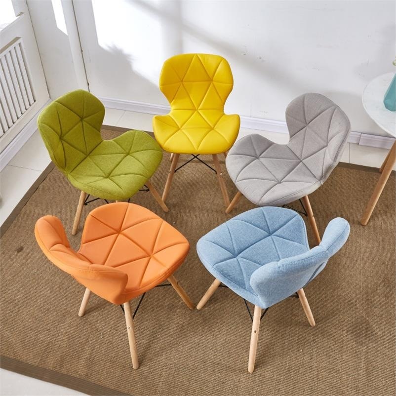 Nordic Dining Chair with Padded Geometric Seat & Back - Scandinavian Style - Image 2