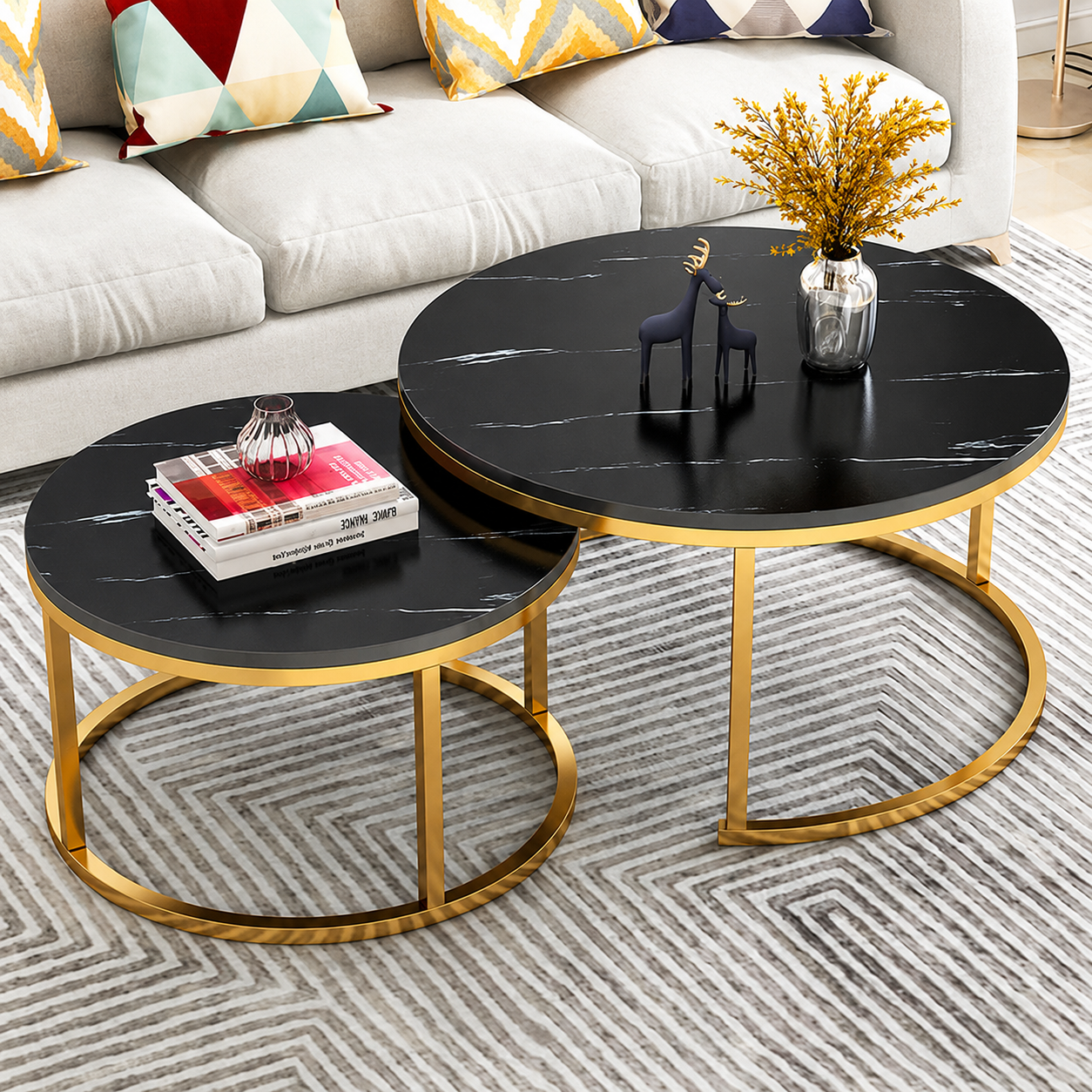 Black Nesting Marble Coffee Table, Kenya